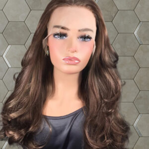 “Soft Glam” Chocolate Brown Lace Front Wig – 18 Inch Layered Synthetic Style