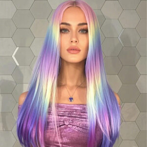 ✨ Rainbow Pastel Straight Wig – 22 Inches ✨