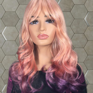 Pastel Dream peachy ombré to purple wig with tinsel highlights