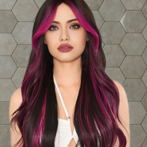 "Midnight Magenta" Streak Wig – 20 Inches