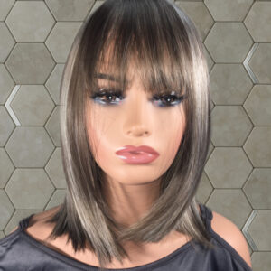 Ash Brown Bob Wig with Bangs – Sleek Cut with Classic Cap 14”