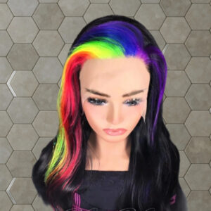 🌈 "Midnight Rainbow" Lace Front Wig – 21 Inches 🌈